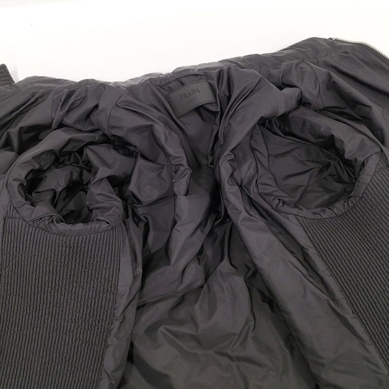 Prada Zip-Up Jacket Quilted Polyamide Polyester Black Size 56