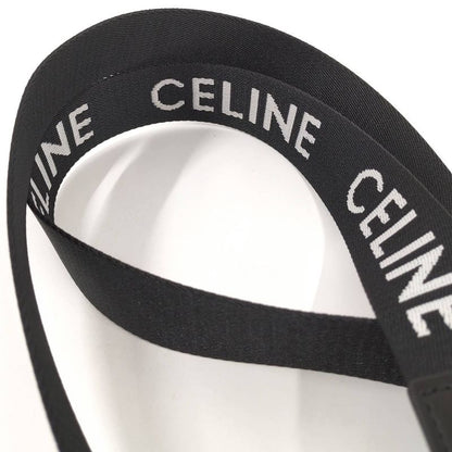 Celine Double Ring Belt Brand Logo Nylon Canvas Black White