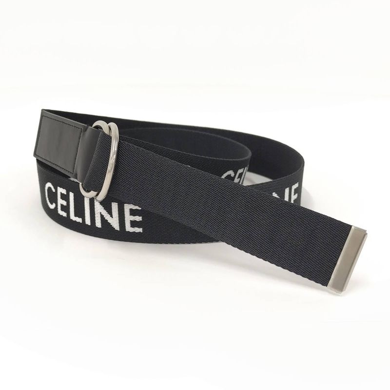 Celine Double Ring Belt Canvas Black 30mm (1.18in)