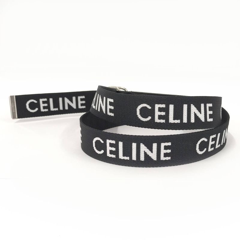 Celine Double Ring Belt Canvas Black 30mm (1.18in)