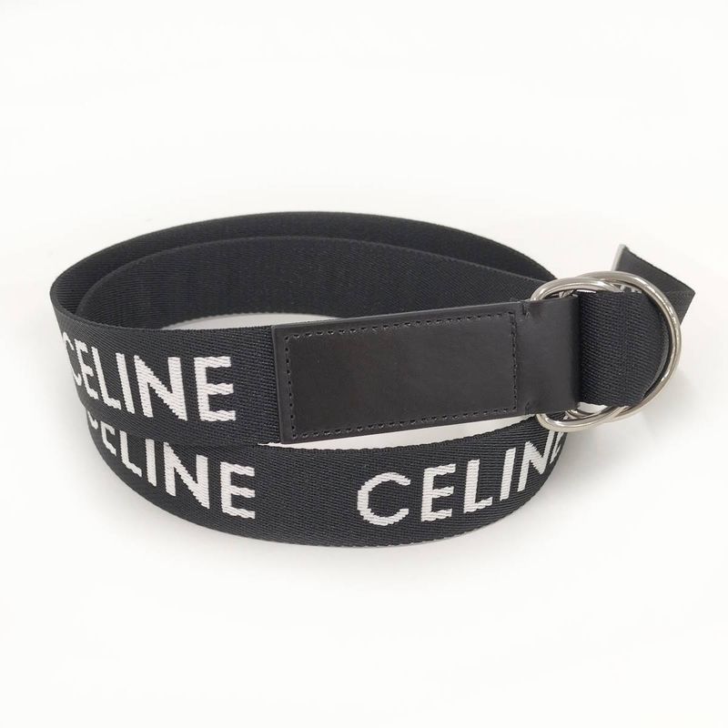 Celine Double Ring Belt Canvas Black 30mm (1.18in)