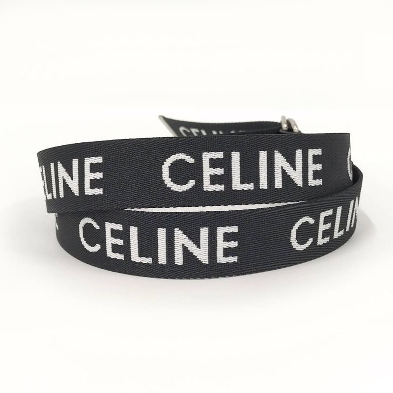 Celine Double Ring Belt Canvas Black 30mm (1.18in)