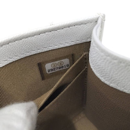 Chanel Pearl Chain Clutch Shoulder Bag Matelasse Leather White