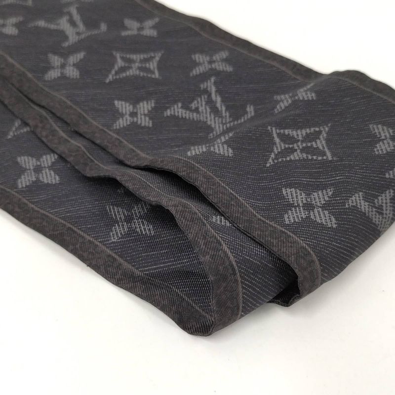 Louis Vuitton Tulley Scarf Bandeau New Denim Monogram 100% Silk M72338