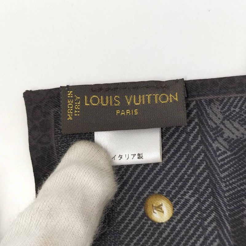 Louis Vuitton Tulley Scarf Bandeau New Denim Monogram 100% Silk M72338