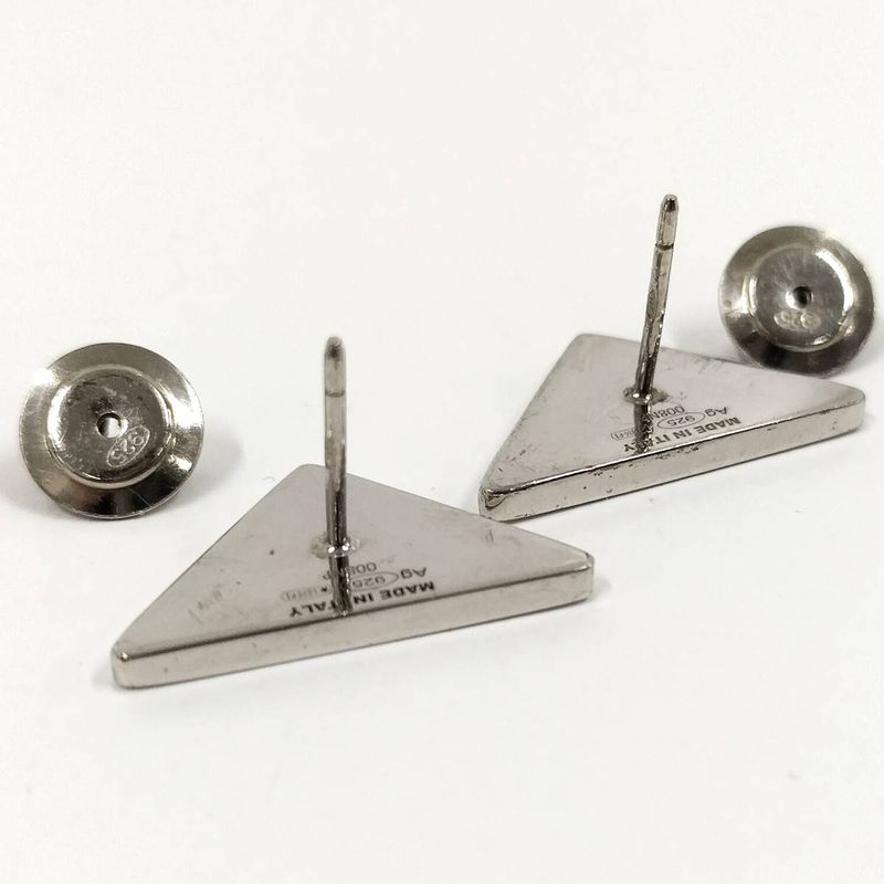 Prada Earrings Logo Plate Sv925 Silver 925 Silver