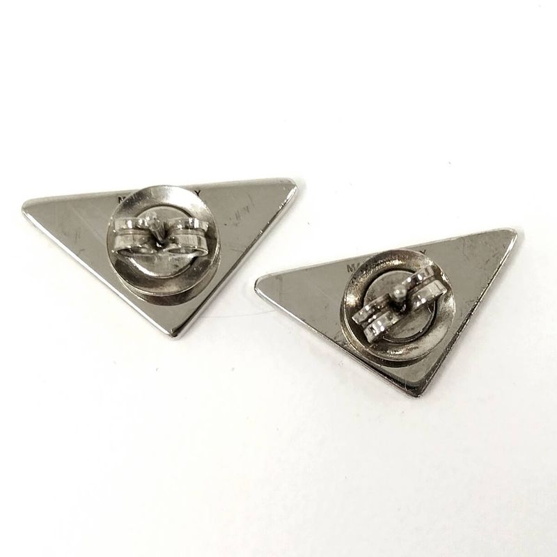 Prada Earrings Logo Plate Sv925 Silver 925 Silver