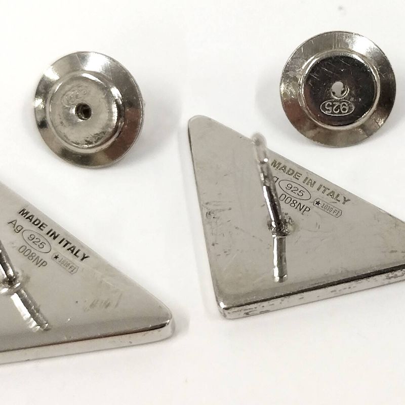 Prada Earrings Logo Plate Sv925 Silver 925 Silver