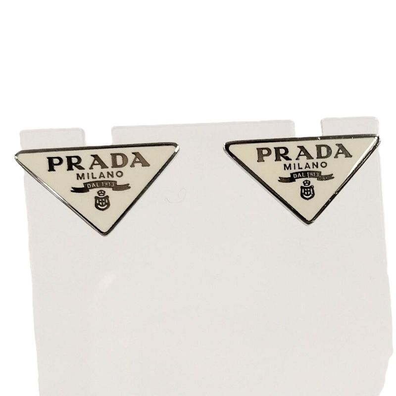 Prada Earrings Logo Plate Sv925 Silver 925 Silver