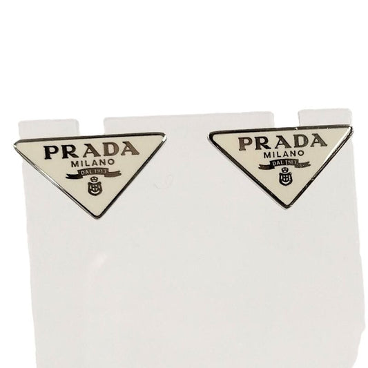 Prada Earrings Logo Plate Sv925 Silver 925 Silver