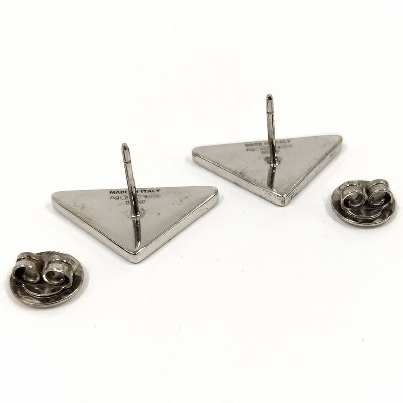 Prada Earrings Logo Plate Sv925 Silver 925 Silver