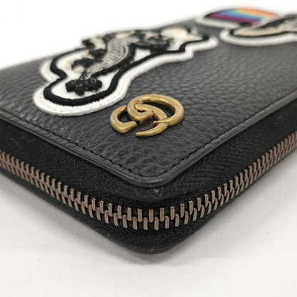 Gucci Round Zipper Long Wallet GG Marmont Ufo Leather Black 474584