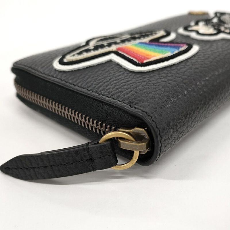 Gucci Round Zipper Long Wallet GG Marmont Ufo Leather Black 474584