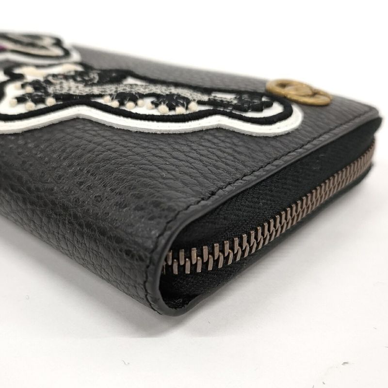 Gucci Round Zipper Long Wallet GG Marmont Ufo Leather Black 474584
