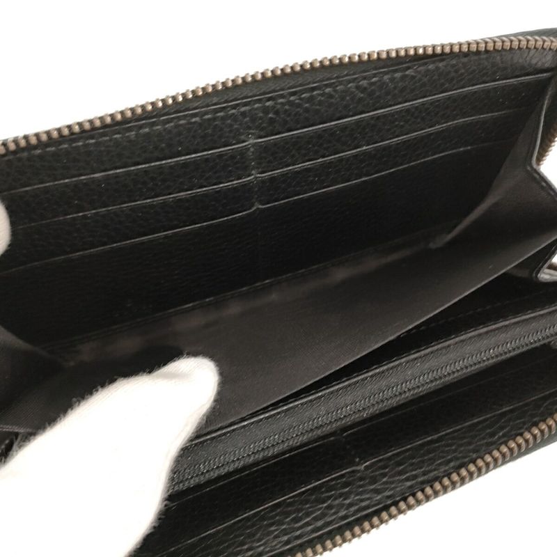 Gucci Round Zipper Long Wallet GG Marmont Ufo Leather Black 474584