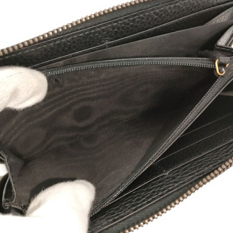 Gucci Round Zipper Long Wallet GG Marmont Ufo Leather Black 474584