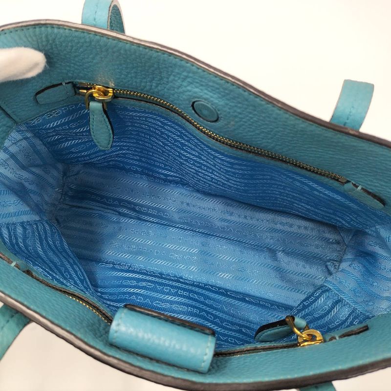 Prada Vittero Tote Bag Leather Light Blue