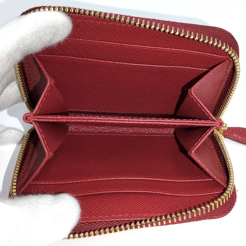 Prada Compact Wallet Coin Case Leather Red 1mm (0.04in)268
