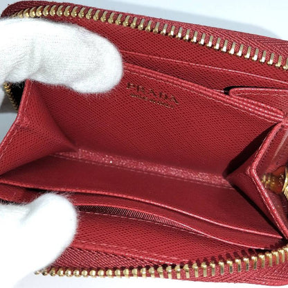 Prada Compact Wallet Coin Case Leather Red 1mm (0.04in)268