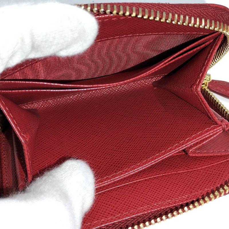 Prada Compact Wallet Coin Case Leather Red 1mm (0.04in)268
