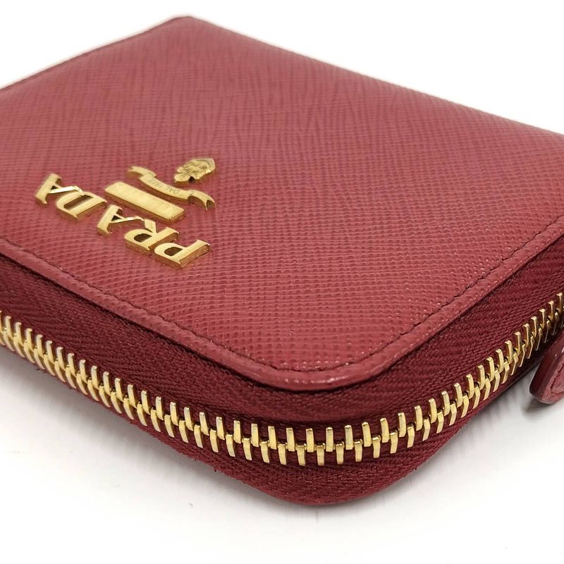 Prada Compact Wallet Coin Case Leather Red 1mm (0.04in)268