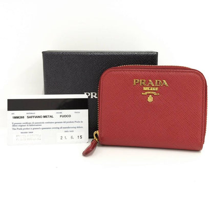 Prada Compact Wallet Coin Case Leather Red 1mm (0.04in)268