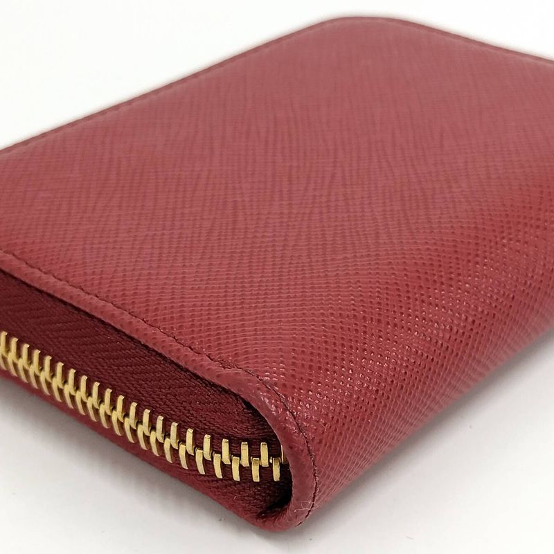 Prada Compact Wallet Coin Case Leather Red 1mm (0.04in)268