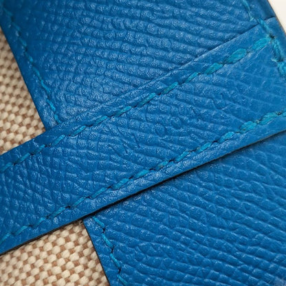 Hermes Handbag Maxi Box Cabas 30 Vaux-Ebson Leather Blue Engraved a