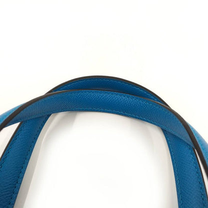 Hermes Handbag Maxi Box Cabas 30 Vaux-Ebson Leather Blue Engraved a