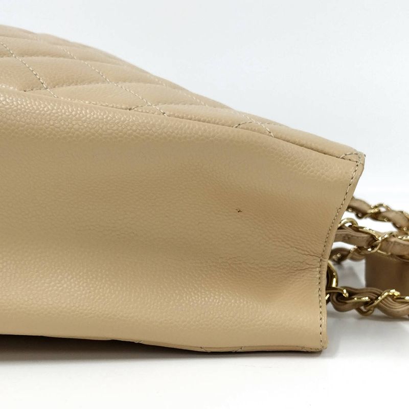 Chanel Gst Chain Tote Bag Matelasse Caviar Skin Leather Beige A50995