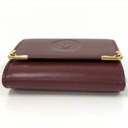 Cartier Bifold Wallet Coin Case Must Line Leather Bordeaux L3000464