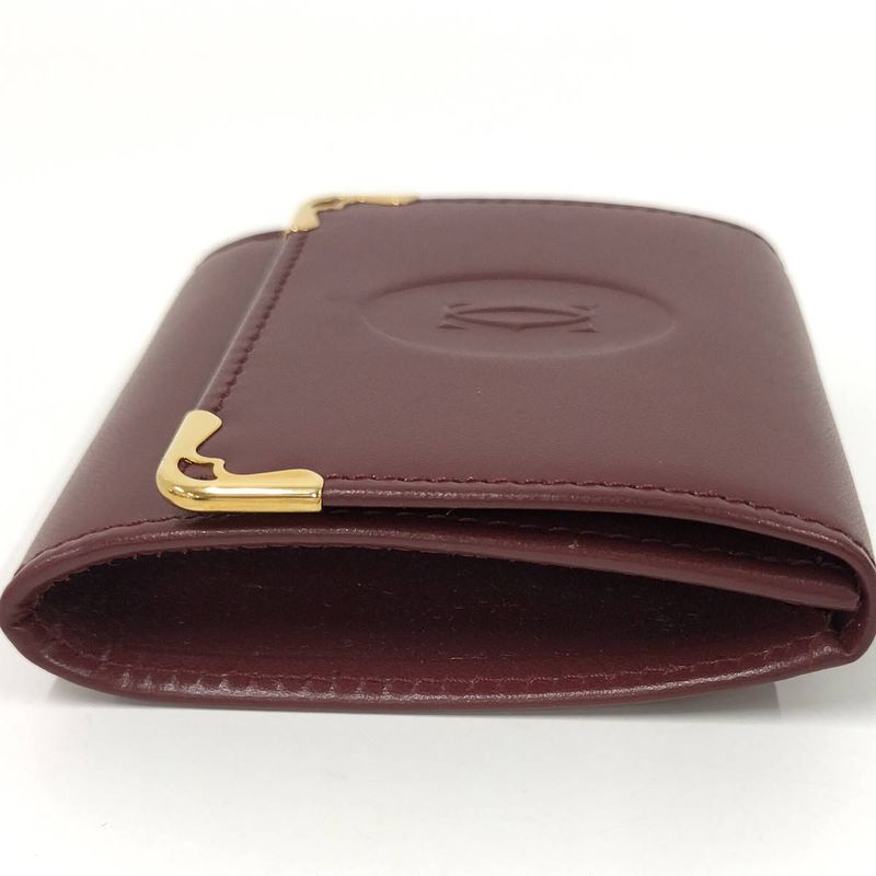 Cartier Bifold Wallet Coin Case Must Line Leather Bordeaux L3000464