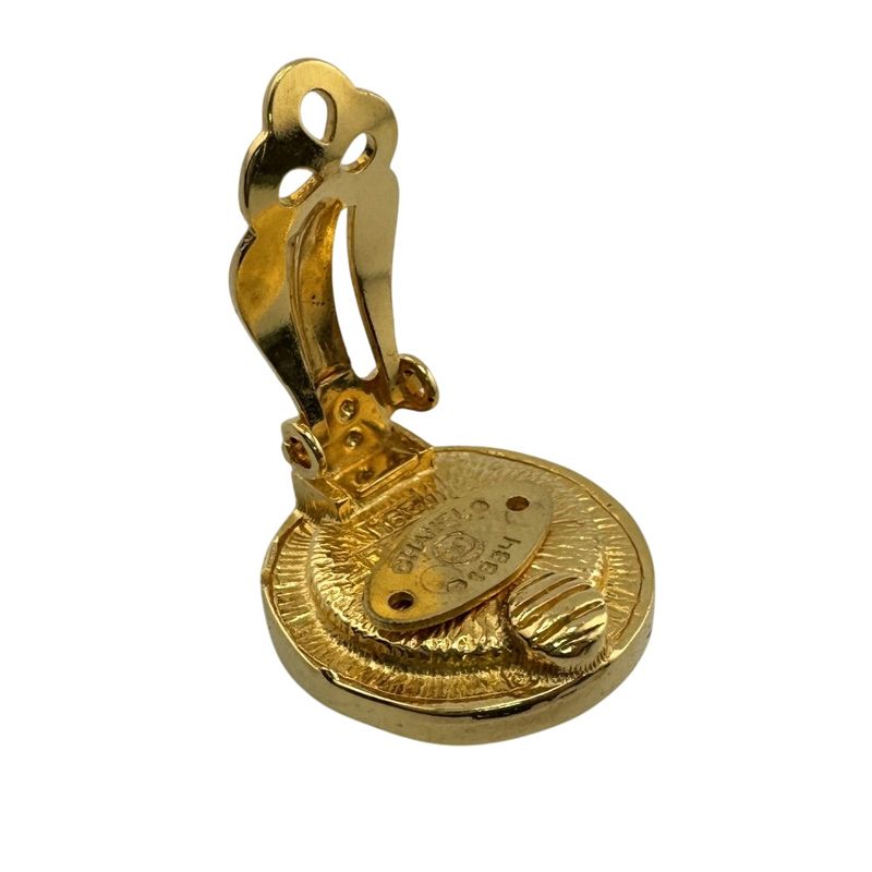 Chanel 1984 Pearl Earrings Gold Ladies