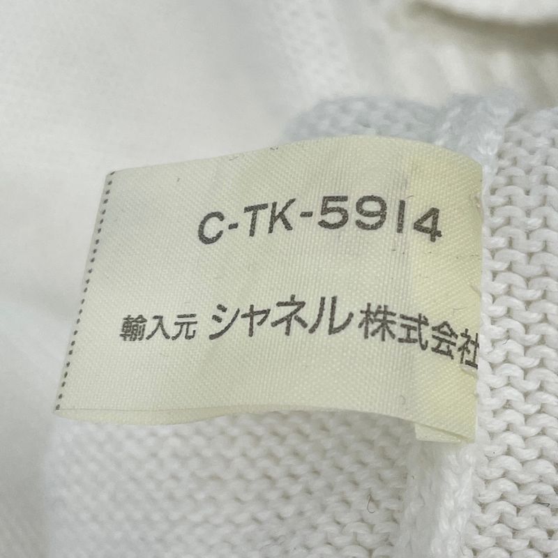 Chanel T-Shirt Knit Coco Mark Gold Button White