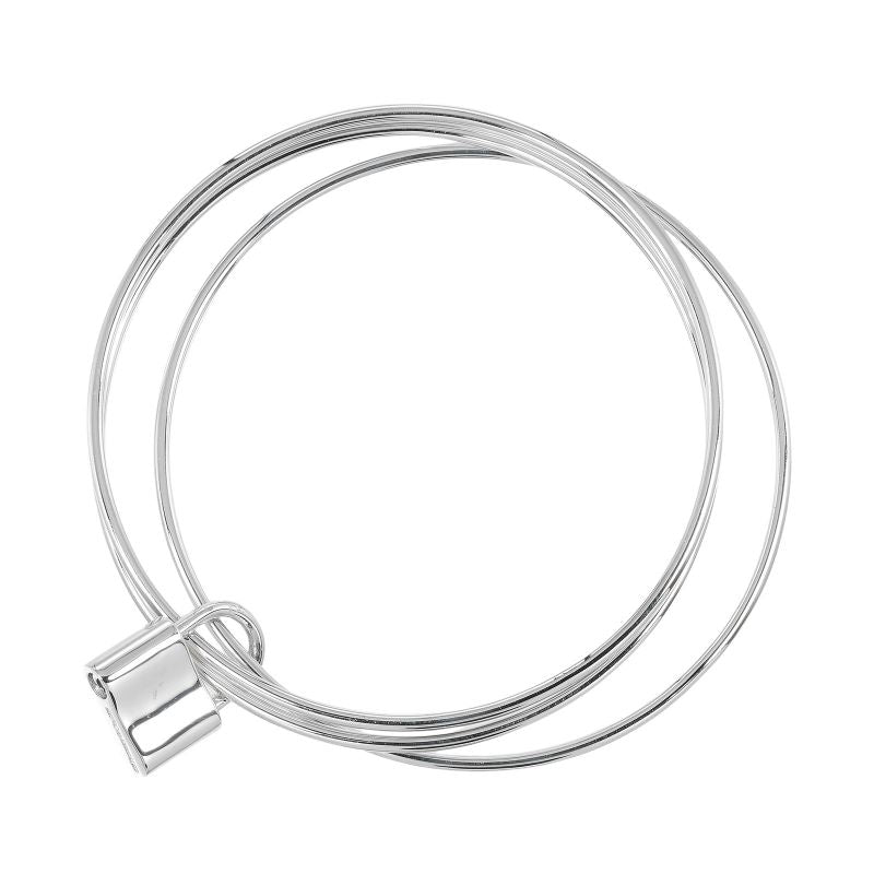 Tiffany & Co 1837 Cadenas Charm 3strand Silver 925 Ladies 26.9g Bangle