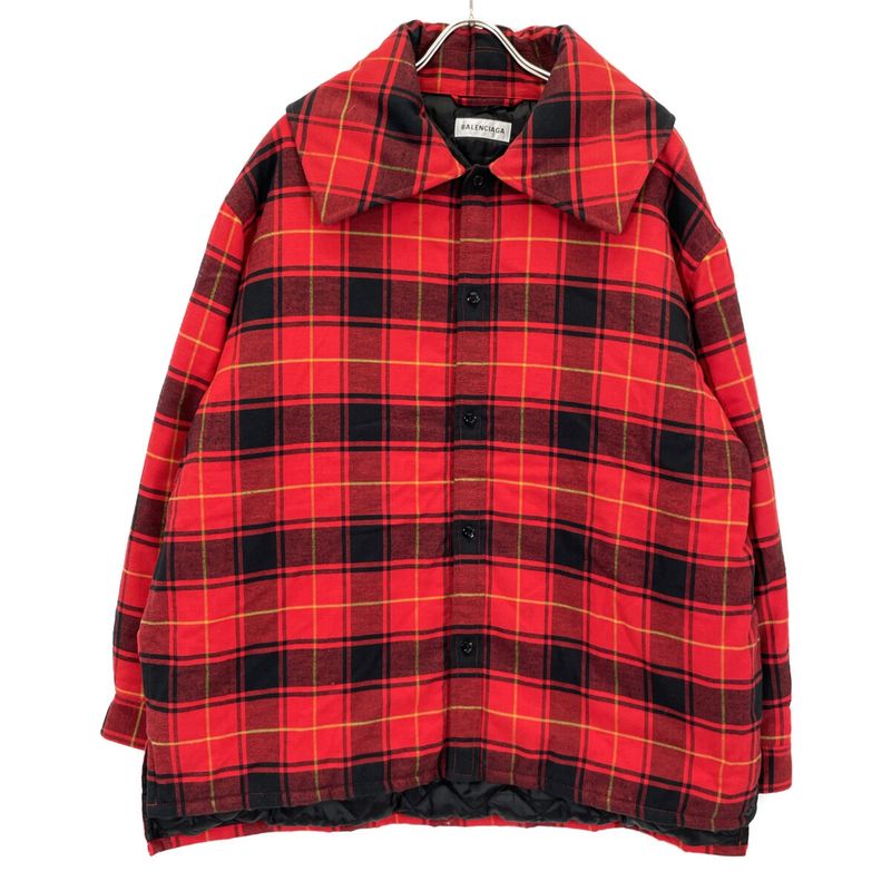 Balenciaga Red Checked Quilted Jacket 34