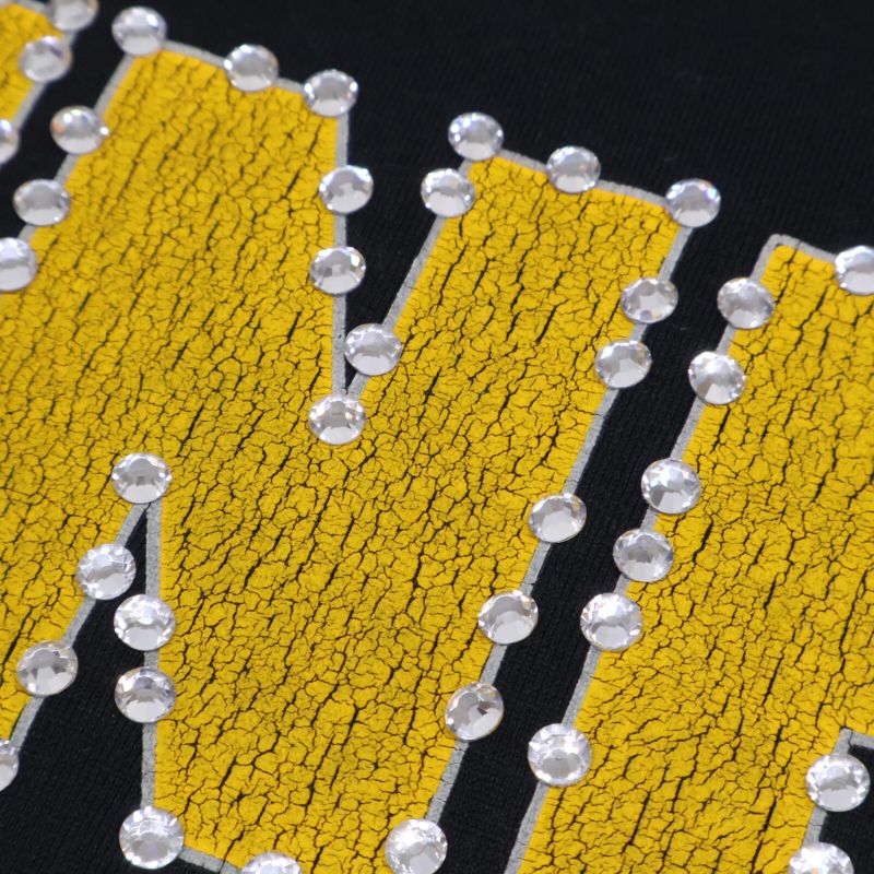 Celine 2x15m671q Black Crack Logo Stone Design T-Shirt S