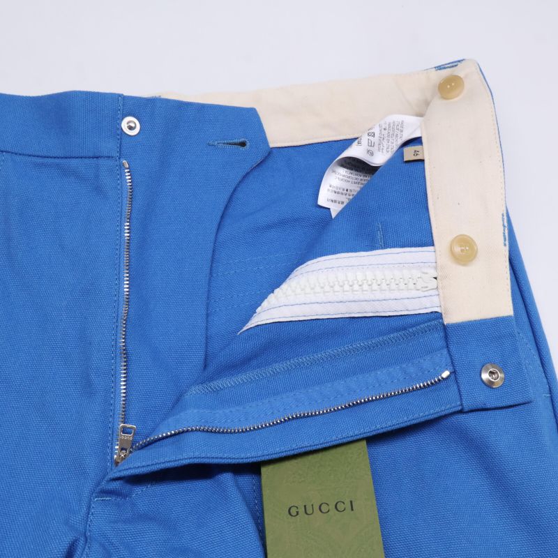 Gucci 696756 Blue Canvas Zip Pants 46