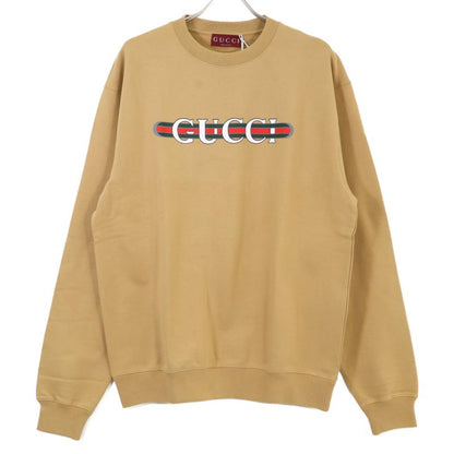 Gucci 24aw 784413 Xjgkr Beige Front Logo Cotton Jersey Sweatshirt M