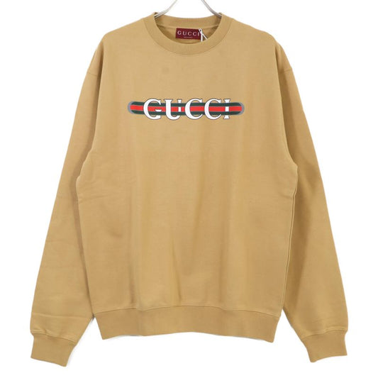 Gucci 24aw 784413 Xjgkr Beige Front Logo Cotton Jersey Sweatshirt M