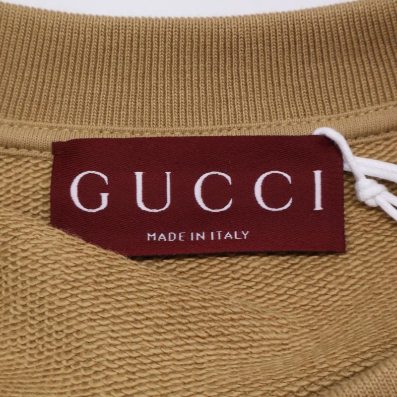 Gucci 24aw 784413 Xjgkr Beige Front Logo Cotton Jersey Sweatshirt M