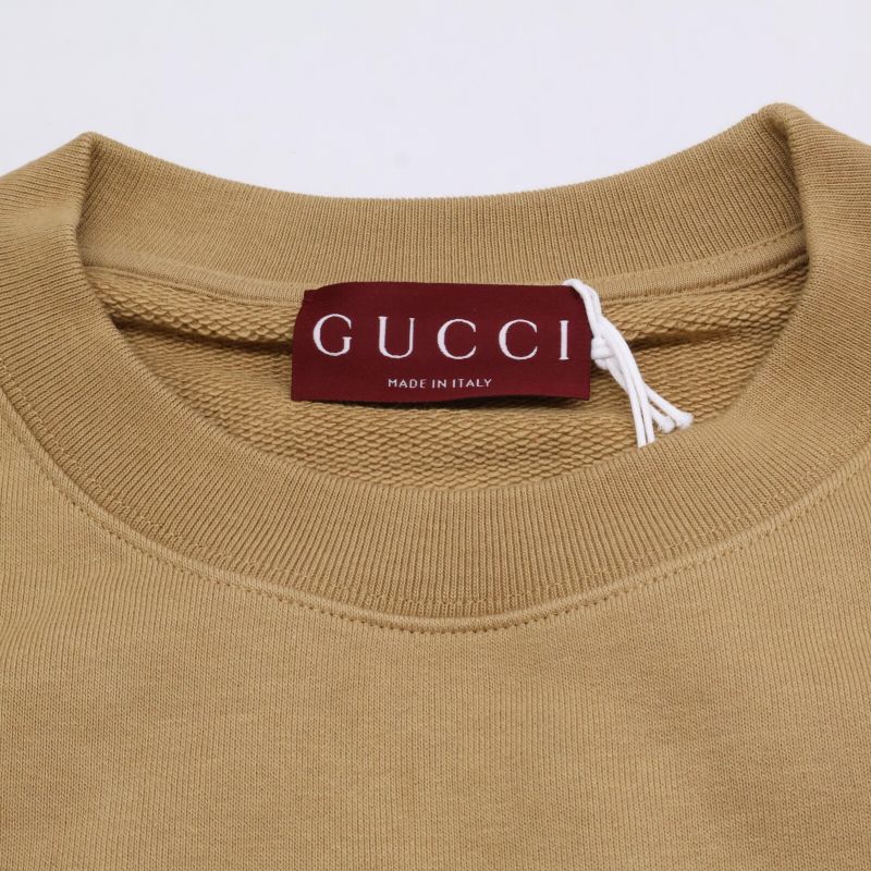 Gucci 24aw 784413 Xjgkr Beige Front Logo Cotton Jersey Sweatshirt M