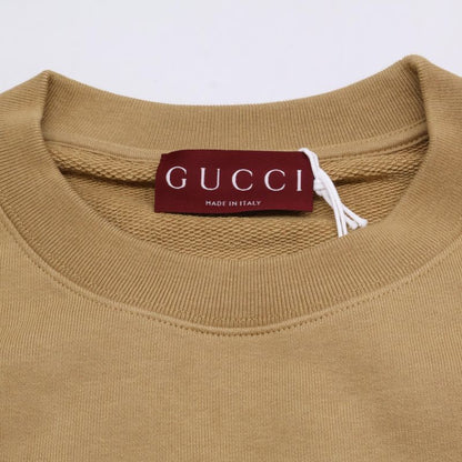 Gucci 24aw 784413 Xjgkr Beige Front Logo Cotton Jersey Sweatshirt M