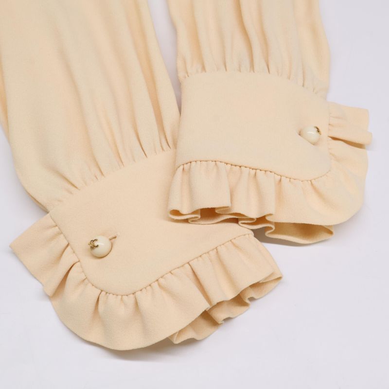 Celine 2b395865c Beige Trionf Buttoned Blouse with Large Bow 40