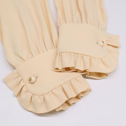 Celine 2b395865c Beige Trionf Buttoned Blouse with Large Bow 40