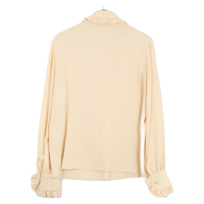 Celine 2b395865c Beige Trionf Buttoned Blouse with Large Bow 40