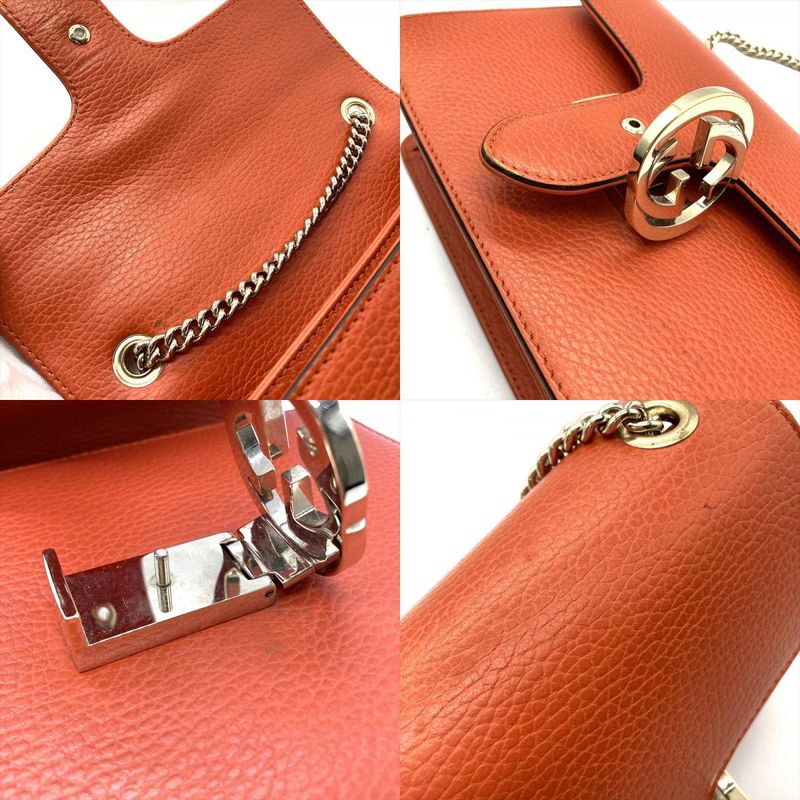 Gucci Interlocking G Shoulder Bag 510304 Orange Gold Hardware Women