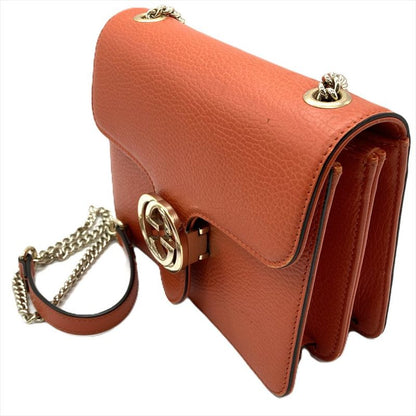 Gucci Interlocking G Shoulder Bag 510304 Orange Gold Hardware Women