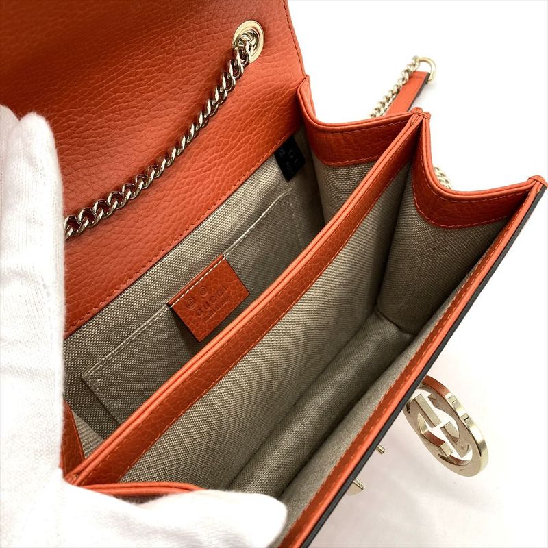 Gucci Interlocking G Shoulder Bag 510304 Orange Gold Hardware Women