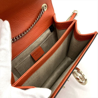 Gucci Interlocking G Shoulder Bag 510304 Orange Gold Hardware Women